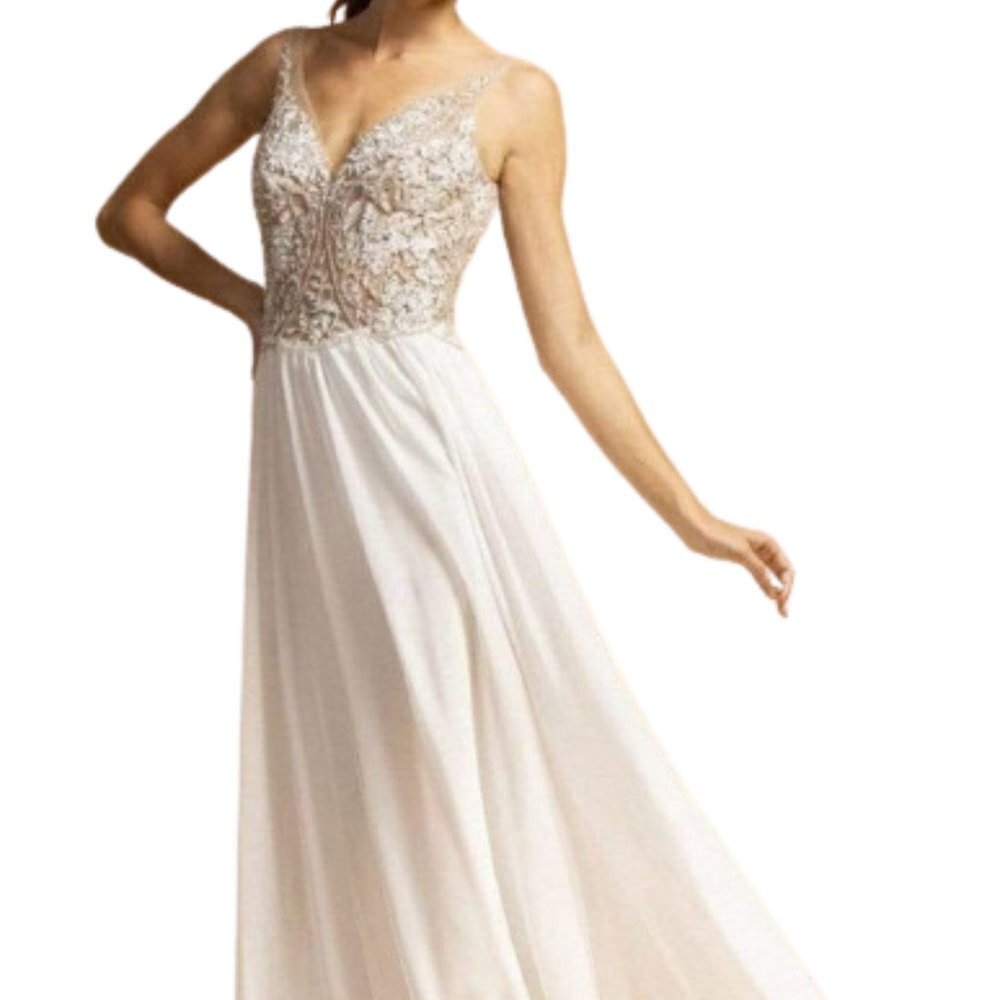 NWT Aspeed Design L2090 Chiffon Evening Gown Pink Size XXS